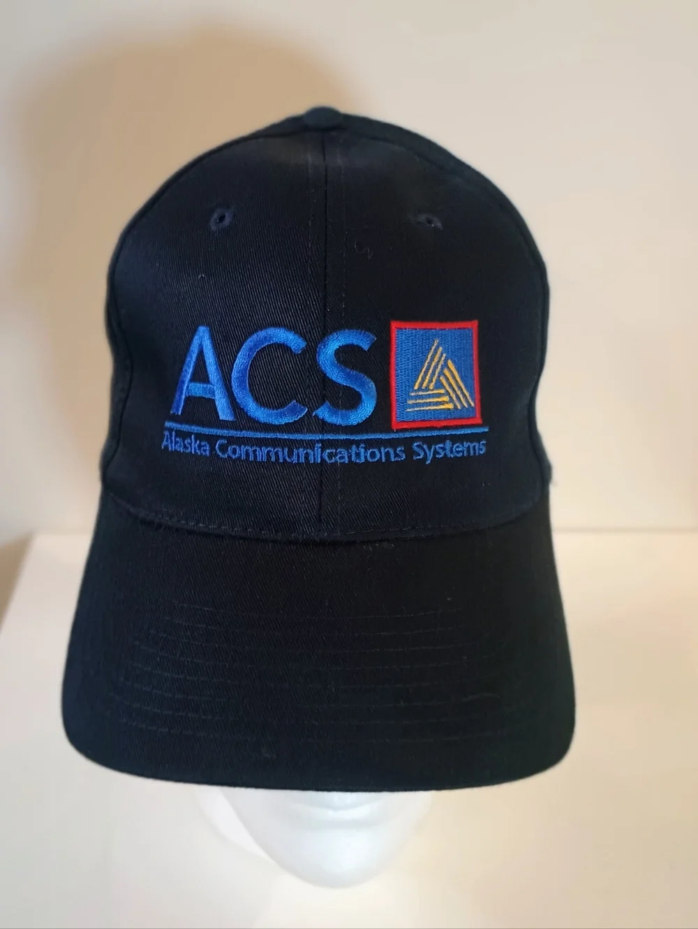 90s Y2K Vintage ACS Alaska Communications Systems Black Logo Baseball Cap